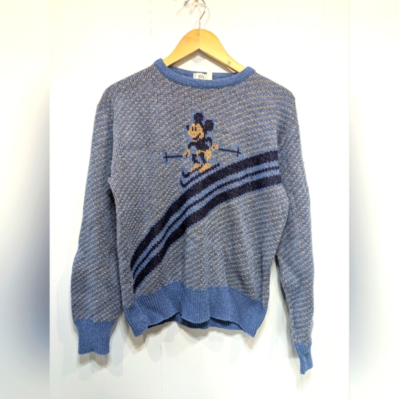 Kennington California Mickey Ski Sweater in Blue Large Vintage Ski Slope